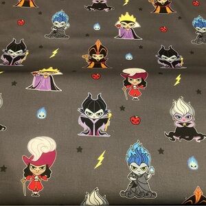 Disney Villains Maleficent Ursula Hades Hook Jafar Fabric BOLT 43" x 7 Yards